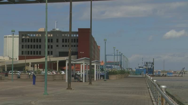 Empty cruising line docks at Port of New Orleans