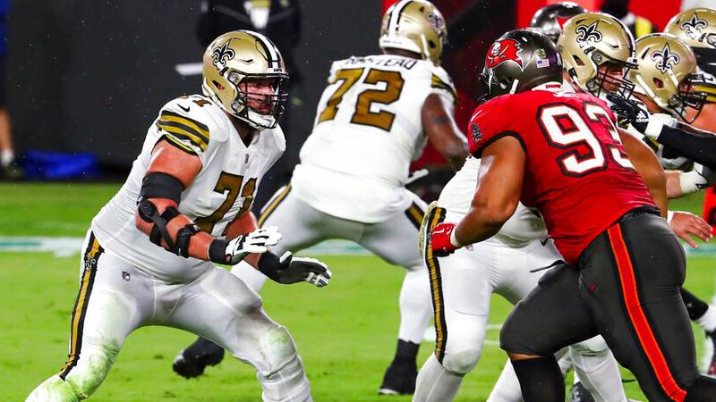 New Orleans Saints drafted Ryan Ramczyk in 2017. (AP Photo/Kevin Sabitus)