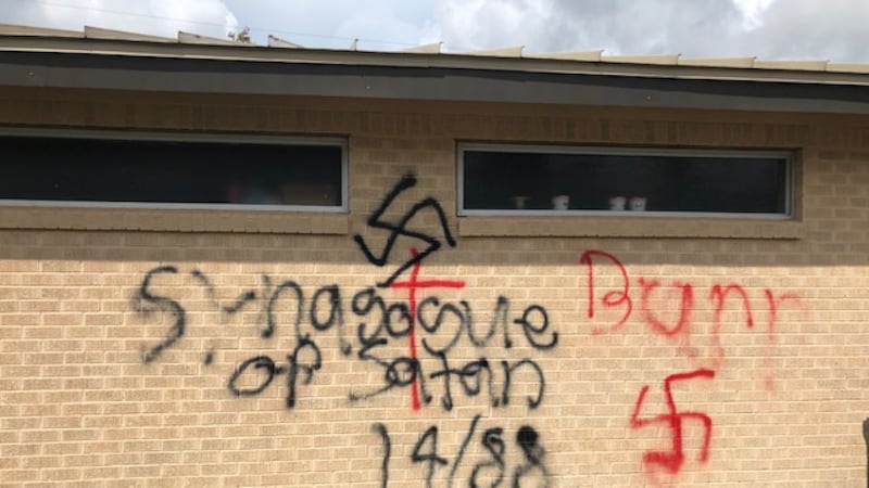 The graffiti consisted of anti-Semitic symbols that were spray painted on the outside of the...