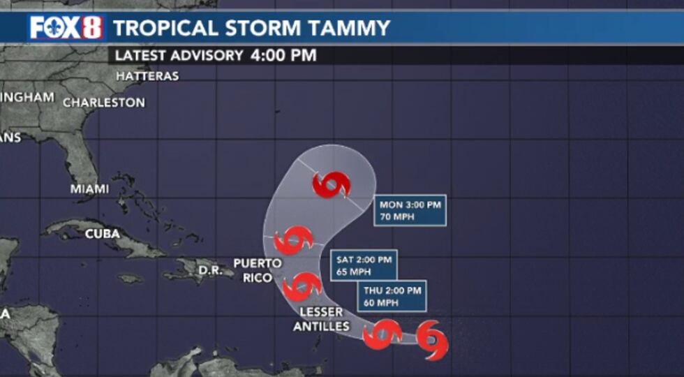 Tropical Storm Tammy's path.
