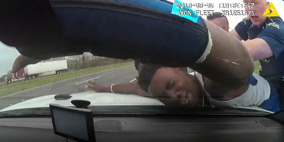 FILE - In this March 2, 2019 image from police dashboard camera video obtained by The...
