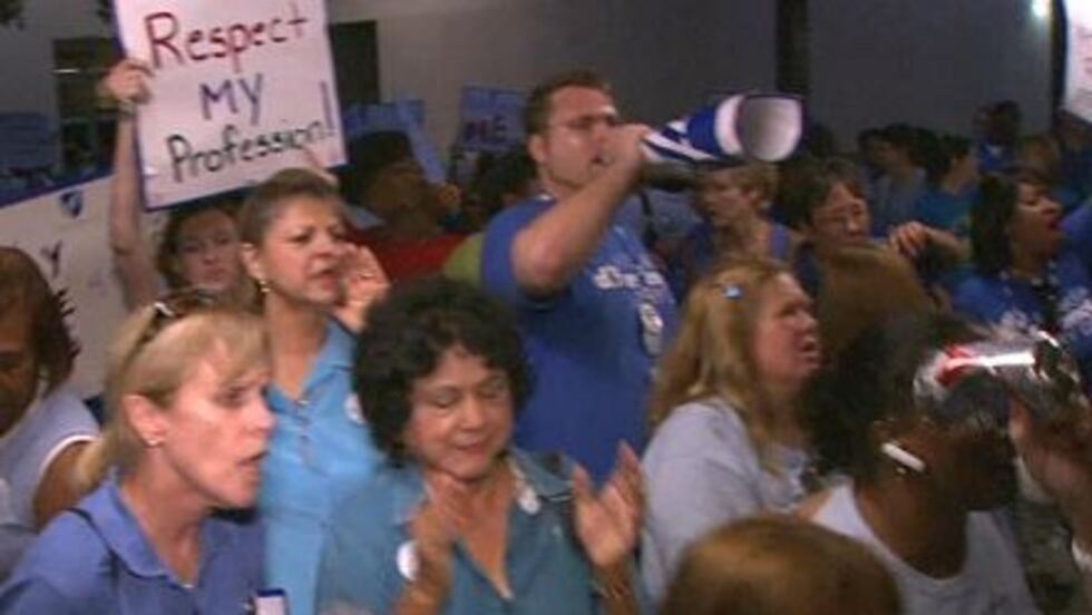 Angry teachers at the JP School Board meeting