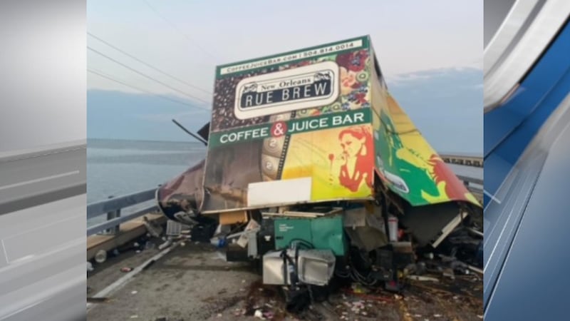 A crumpled food truck trailer remained at the scene Saturday (Sept. 23) of an early morning...
