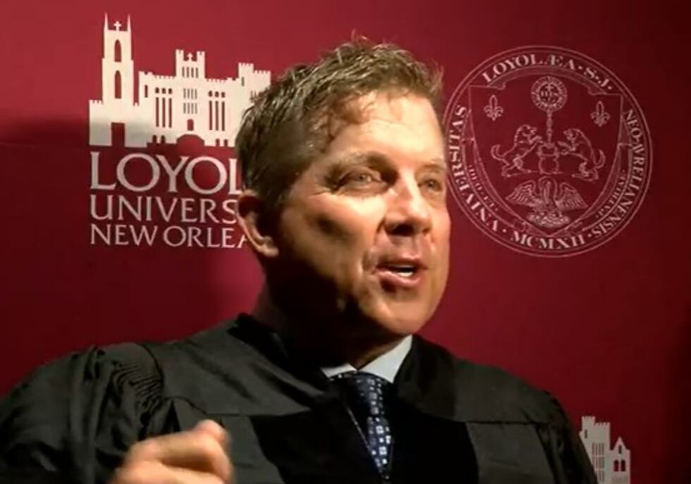 Former Saints coach Sean Payton gave a commencement address Saturday (May 14) to Loyola...
