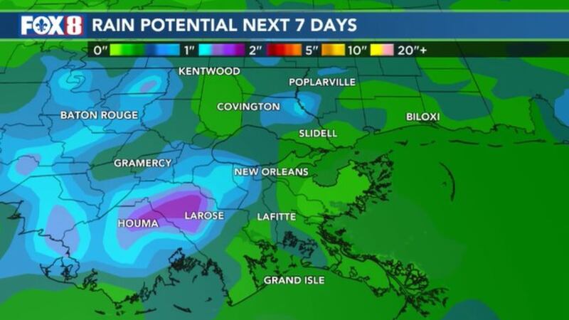 Rain potential over the next 7 days.