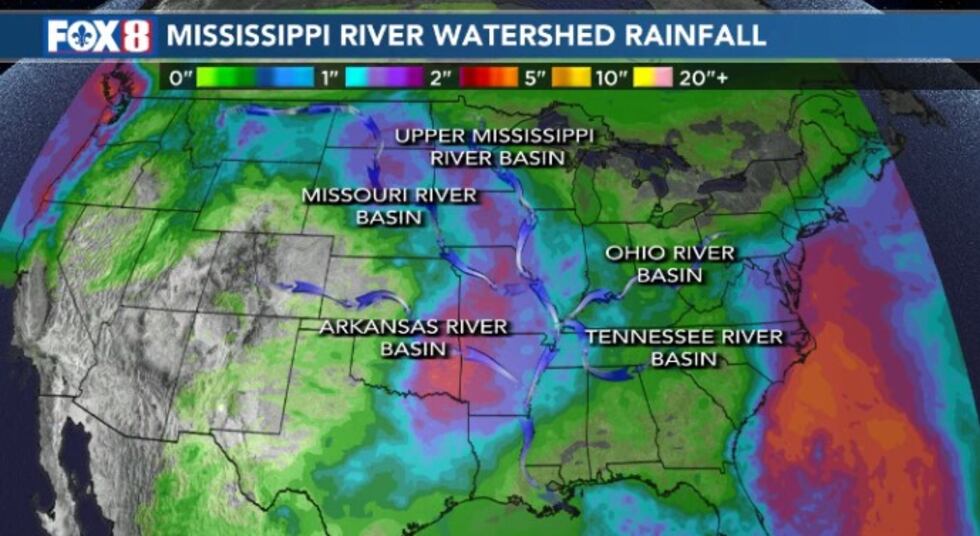 Mississippi River levels and potential rainfall.